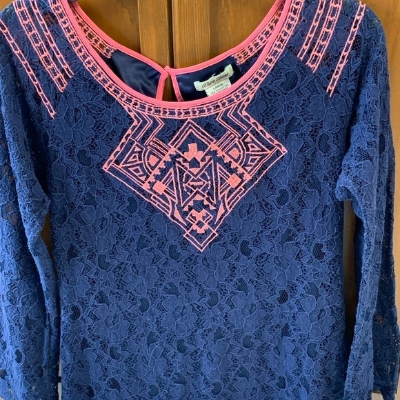 Flying Tomatoes lace boho mini dress large 19 in pit pit long belle sleeve - Picture 2 of 3